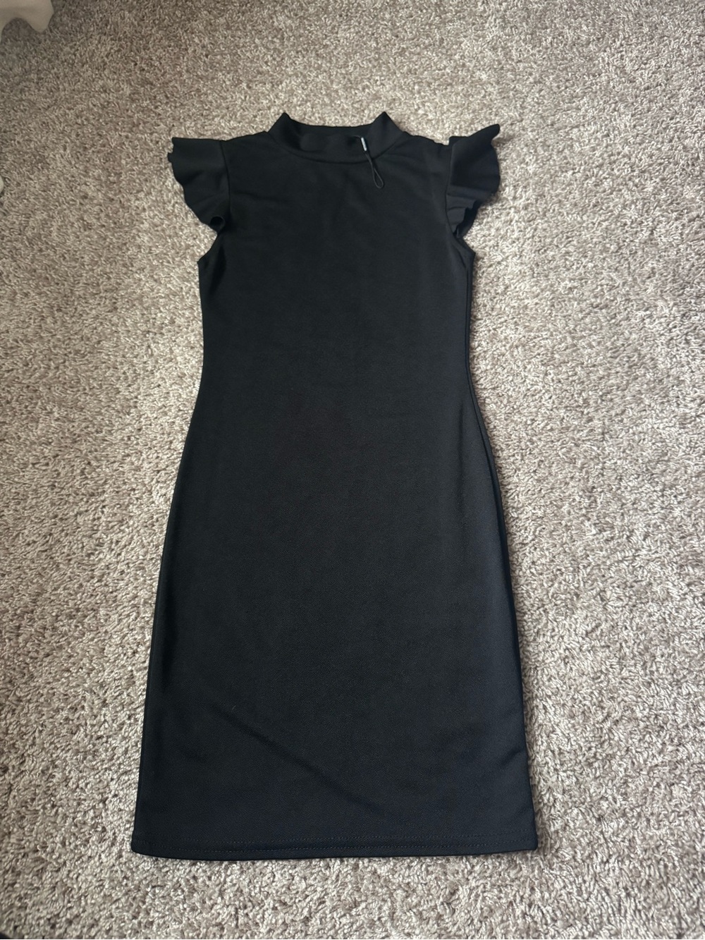 Pretty Little Thing Black Ruffle Sleeve Mock Neck Dress - Women